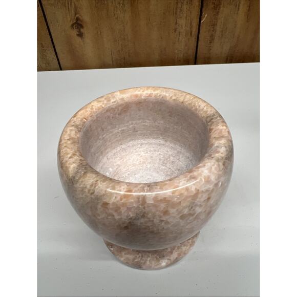 Mortar and Pestle Marble Stone Light Pink Yellow Pharmaceutical 4" - Picture 3 of 5